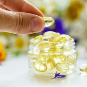 Homeopathy and dietary supplements from medicinal herbs. Selective focus.